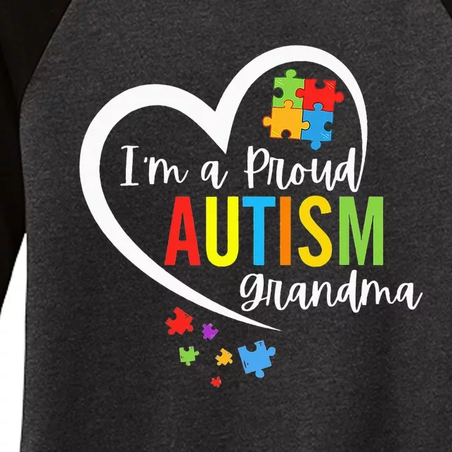 I'm A Proud Grandma Love Puzzle Heart Autism Women's Tri-Blend 3/4-Sleeve Raglan Shirt