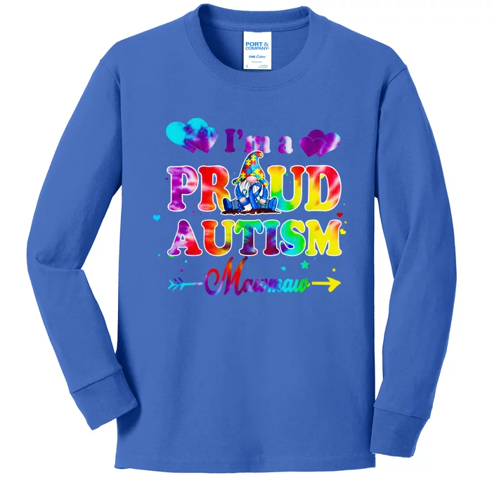 I'm A Proud Autism Mawmaw Tie Dye Gnome Gift Kids Long Sleeve Shirt