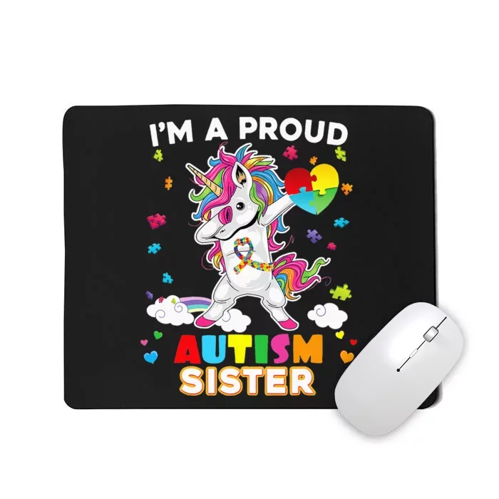 I'm A Proud Sister Dabbing Unicorn Autism Puzzle Mousepad