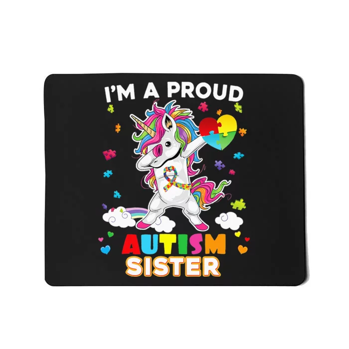 I'm A Proud Sister Dabbing Unicorn Autism Puzzle Mousepad