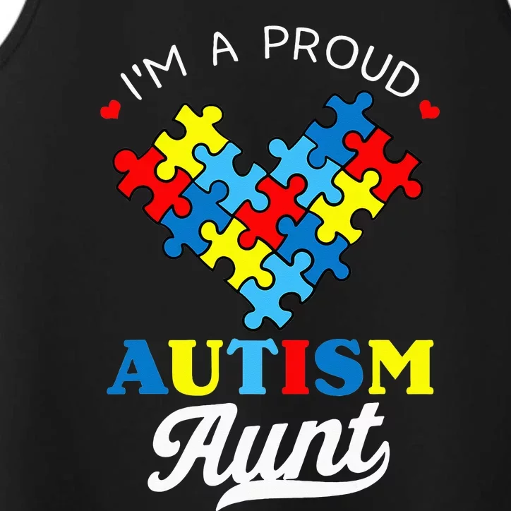 I'm A Proud Autism Aunt Autism Awareness Heart Niece Nephew Performance Tank