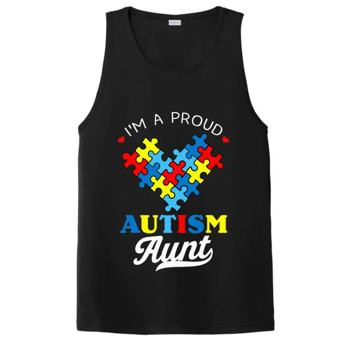 I'm A Proud Autism Aunt Autism Awareness Heart Niece Nephew Performance Tank