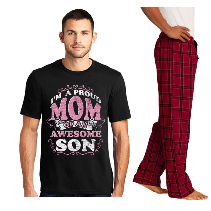 Im A Proud Mom Of An Awesome Son Mama Mothers Day Mom Gift Pajama Set