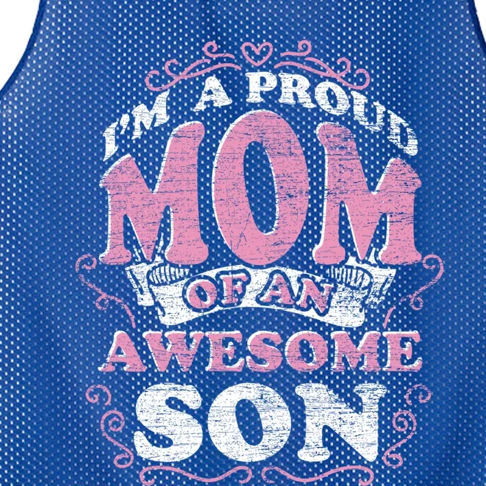 Im A Proud Mom Of An Awesome Son Mama Mothers Day Mom Gift Mesh Reversible Basketball Jersey Tank