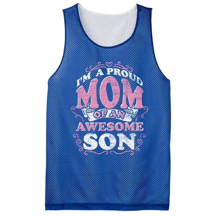 Im A Proud Mom Of An Awesome Son Mama Mothers Day Mom Gift Mesh Reversible Basketball Jersey Tank