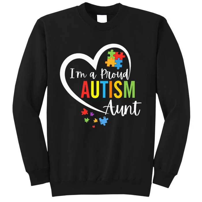 I'm A Proud Autism Aunt Love Heart Autism Awareness Puzzle Sweatshirt