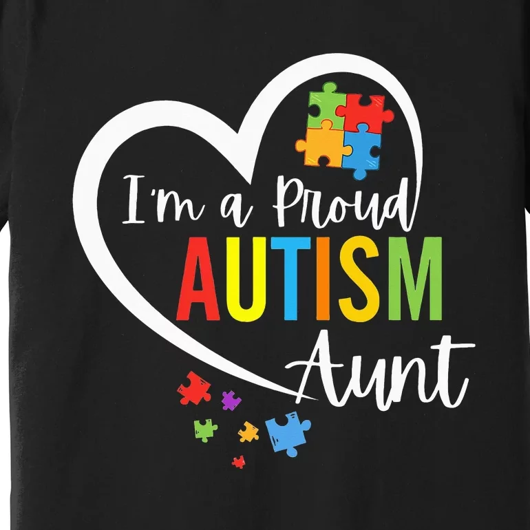 I'm A Proud Autism Aunt Love Heart Autism Awareness Puzzle Premium T-Shirt