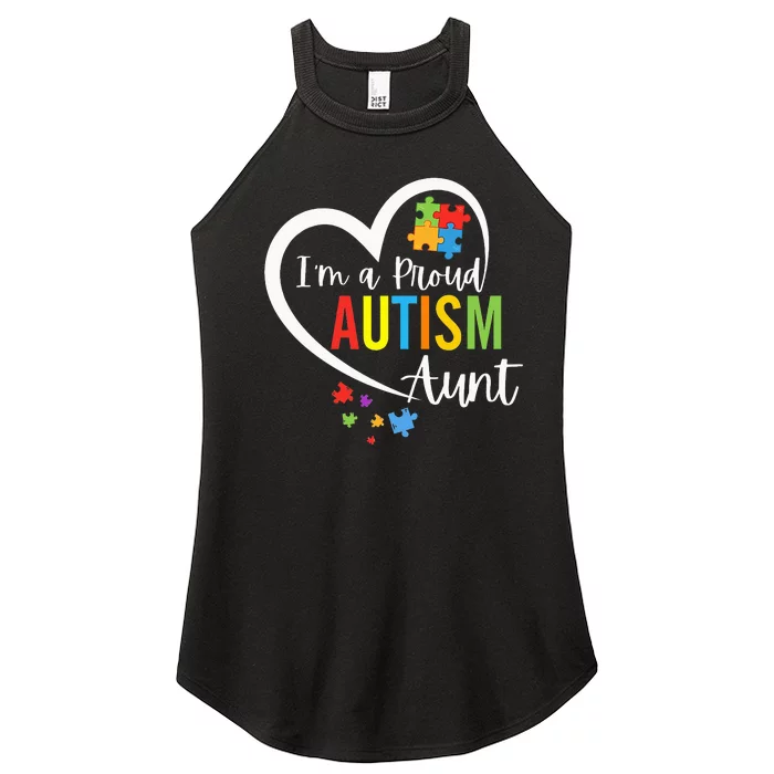 I'm A Proud Autism Aunt Love Heart Autism Awareness Puzzle Women’s Perfect Tri Rocker Tank