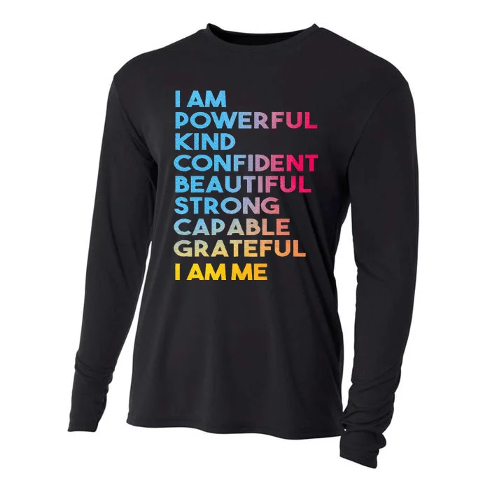 I Am Powerful Kind Confident Beautiful Strong Capable Quote Cooling Performance Long Sleeve Crew