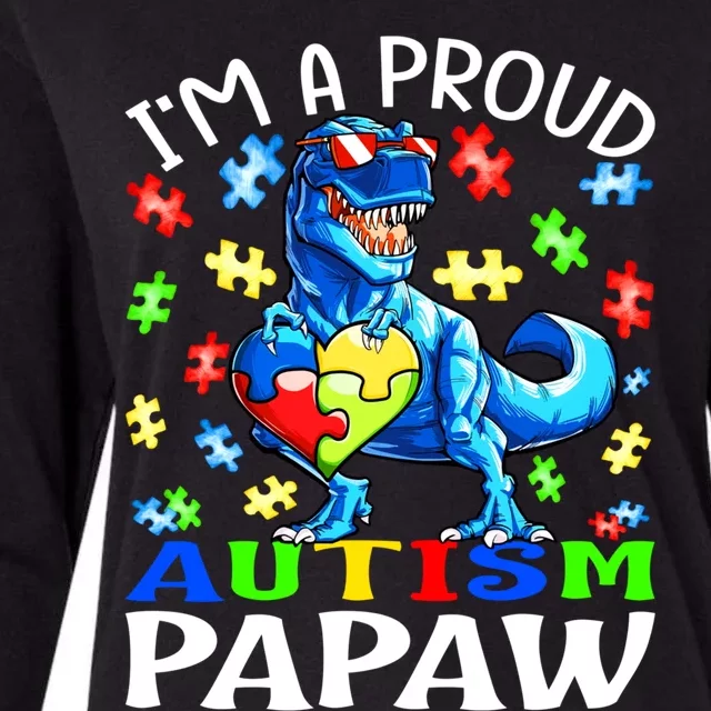 I'm A Proud Autism Papaw Dinosaur Gift Womens Cotton Relaxed Long Sleeve T-Shirt