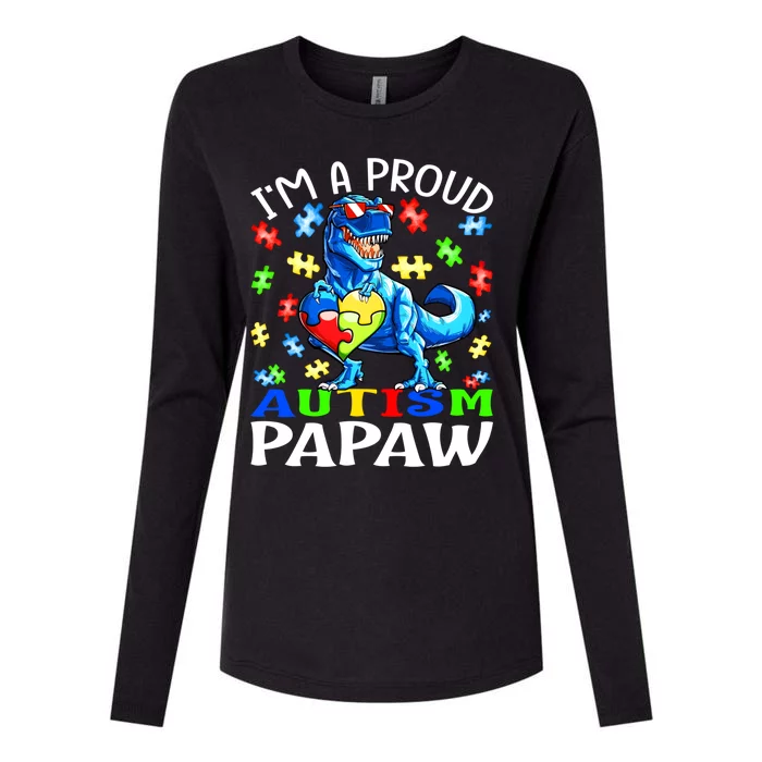 I'm A Proud Autism Papaw Dinosaur Gift Womens Cotton Relaxed Long Sleeve T-Shirt