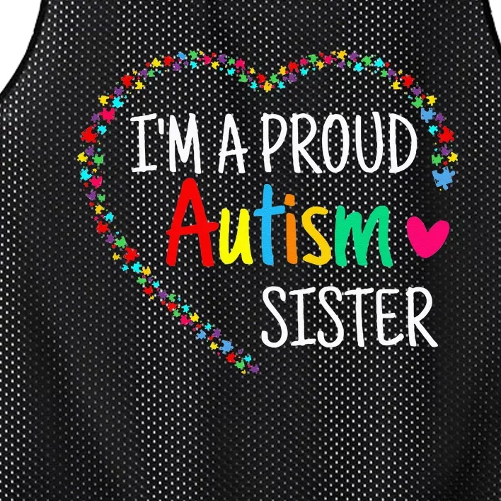 Im A Proud Autism Sister Women Gifts Autism Awareness Mesh Reversible Basketball Jersey Tank