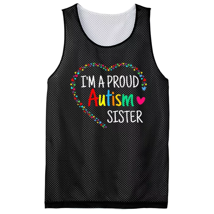 Im A Proud Autism Sister Women Gifts Autism Awareness Mesh Reversible Basketball Jersey Tank