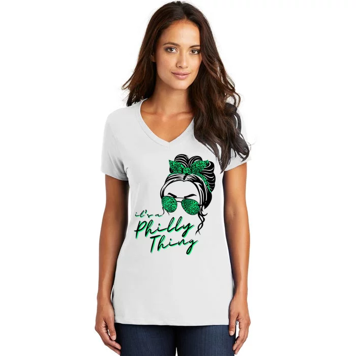 IT'S A PHILLY THING | Its A Philadelphia Thing Girl Bun Women's V-Neck T-Shirt