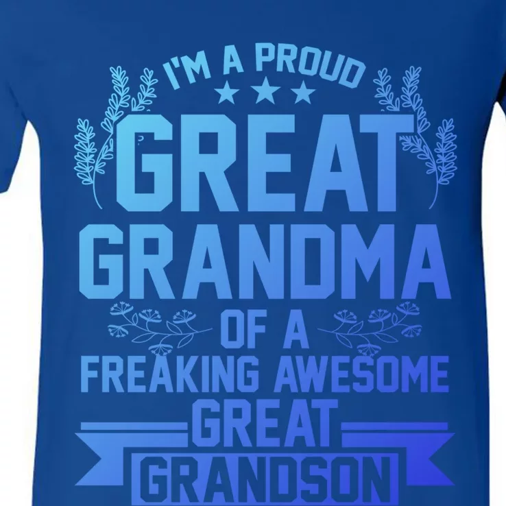 Im A Proud Grandma Of A Grandson Grandson Gift V-Neck T-Shirt