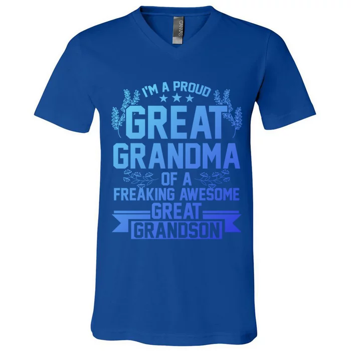 Im A Proud Grandma Of A Grandson Grandson Gift V-Neck T-Shirt