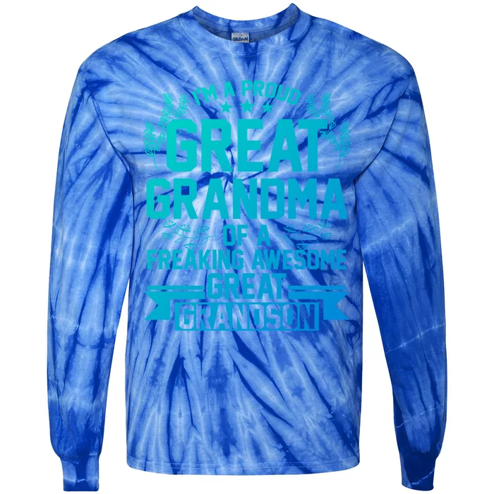 Im A Proud Grandma Of A Grandson Grandson Gift Tie-Dye Long Sleeve Shirt