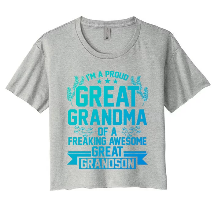 Im A Proud Grandma Of A Grandson Grandson Gift Women's Crop Top Tee