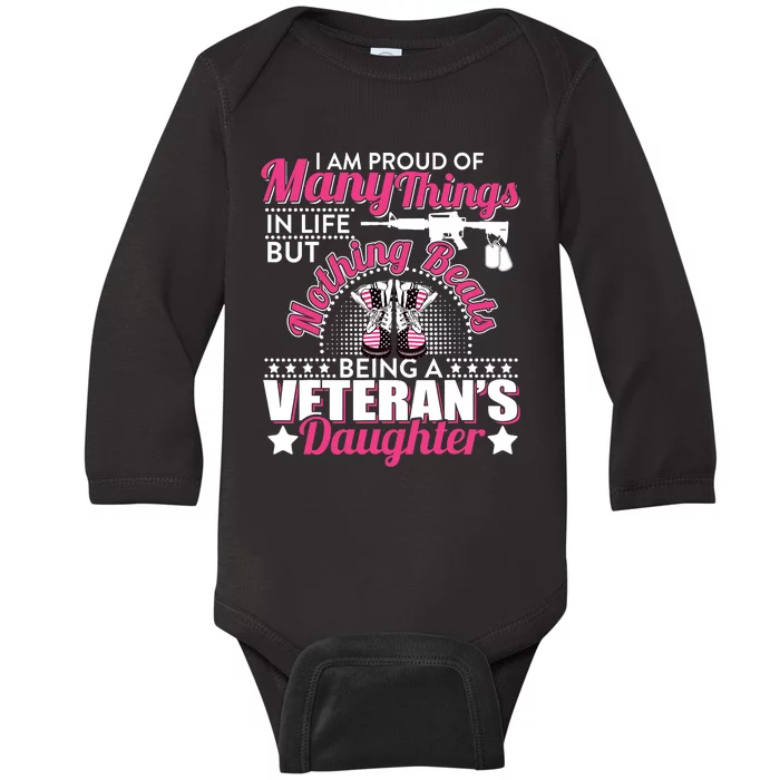 I Am Proud Of Being A Veteran's Daughter Veteran Day Baby Long Sleeve Bodysuit