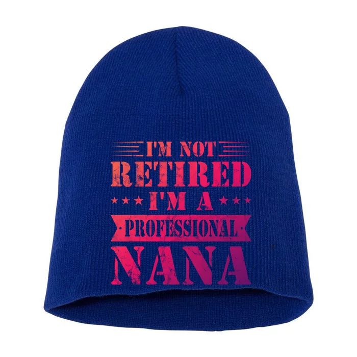 Im A Professional Nana Funny Mothers Day Retired Grandma Gift Short Acrylic Beanie