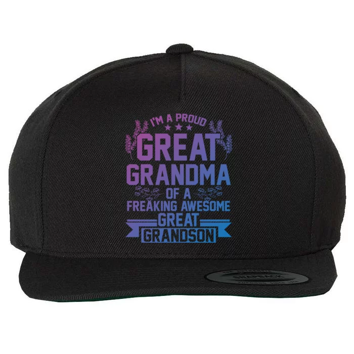 Im A Proud Grandma Of A Grandson Grandson Gift Wool Snapback Cap