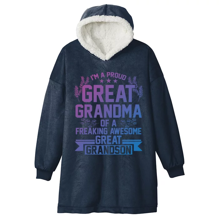 Im A Proud Grandma Of A Grandson Grandson Gift Hooded Wearable Blanket