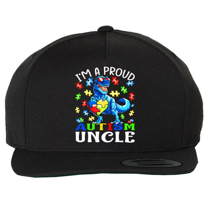 I'm A Proud Autism Uncle Dinosaur Meaningful Gift Wool Snapback Cap