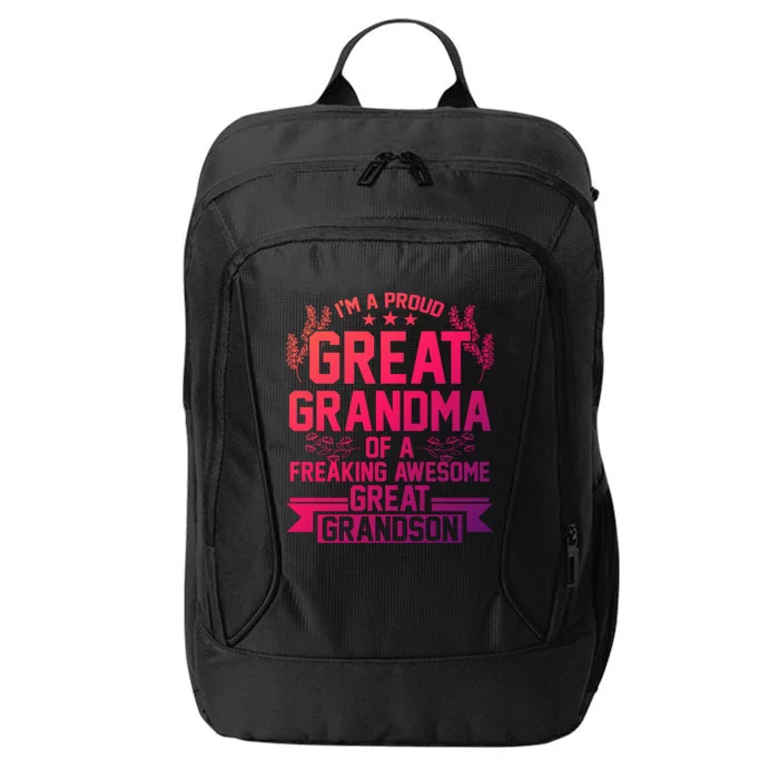 Im A Proud Grandma Of A Grandson Grandson Gift City Backpack