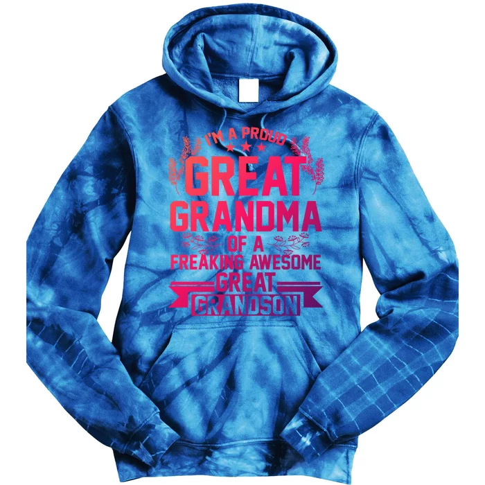 Im A Proud Grandma Of A Grandson Grandson Gift Tie Dye Hoodie