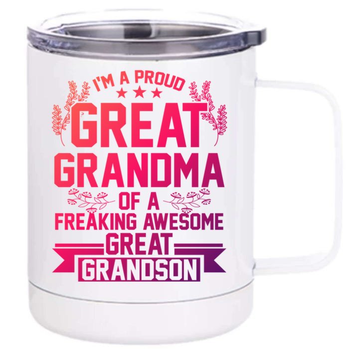 Im A Proud Grandma Of A Grandson Grandson Gift Front & Back 12oz Stainless Steel Tumbler Cup