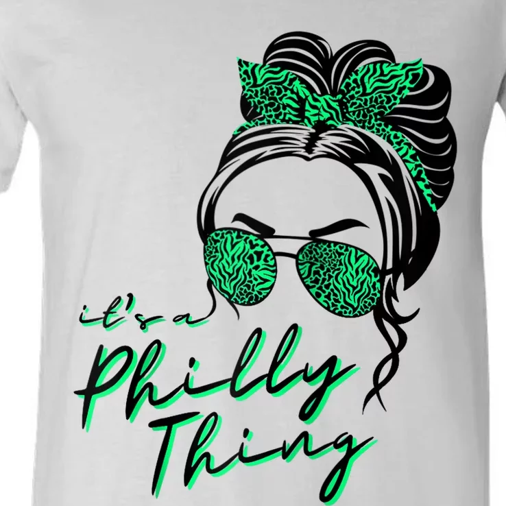 IT'S A PHILLY THING | Its A Philadelphia Thing Girl Bun V-Neck T-Shirt