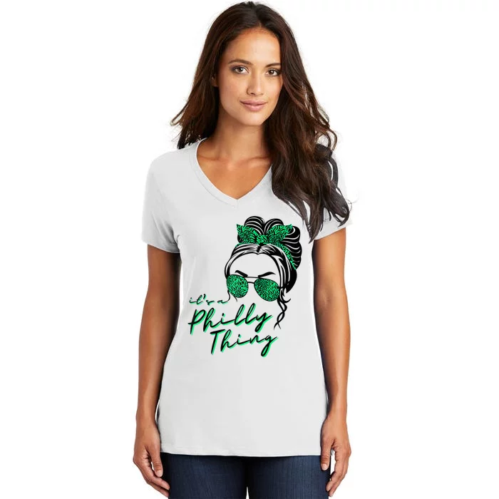 IT'S A PHILLY THING | Its A Philadelphia Thing Girl Bun Women's V-Neck T-Shirt