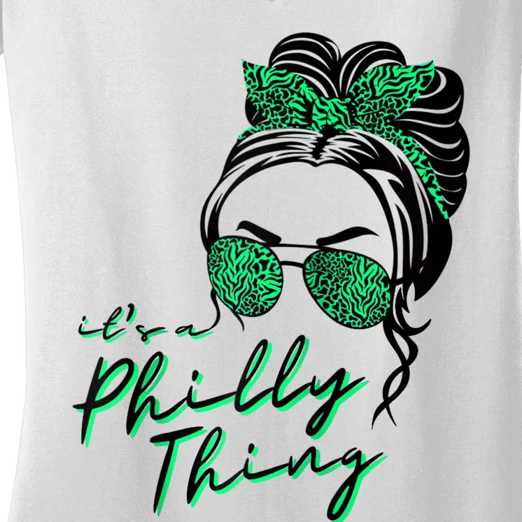 IT'S A PHILLY THING | Its A Philadelphia Thing Girl Bun Women's V-Neck T-Shirt