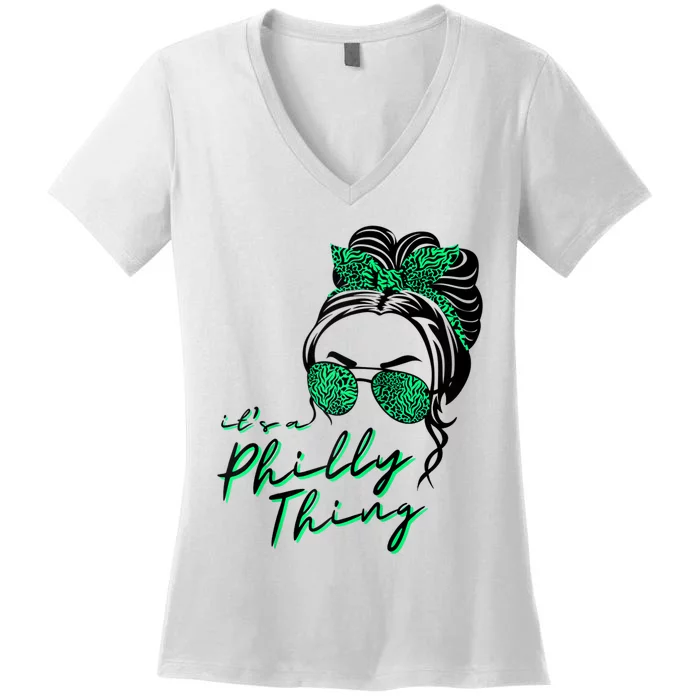 IT'S A PHILLY THING | Its A Philadelphia Thing Girl Bun Women's V-Neck T-Shirt