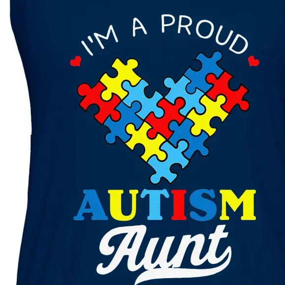 I'm A Proud Autism Aunt Autism Awareness Heart Niece Nephew Ladies Essential Flowy Tank