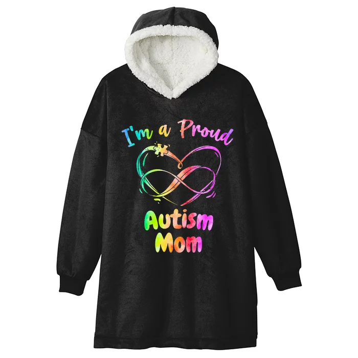 I’m a Proud Autism Mom Puzzle Heart Hooded Wearable Blanket