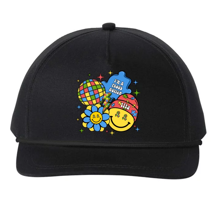 Im A Proud Autism Tita Groovy Face Autism Aunt Nephew Niece Gift Snapback Five-Panel Rope Hat