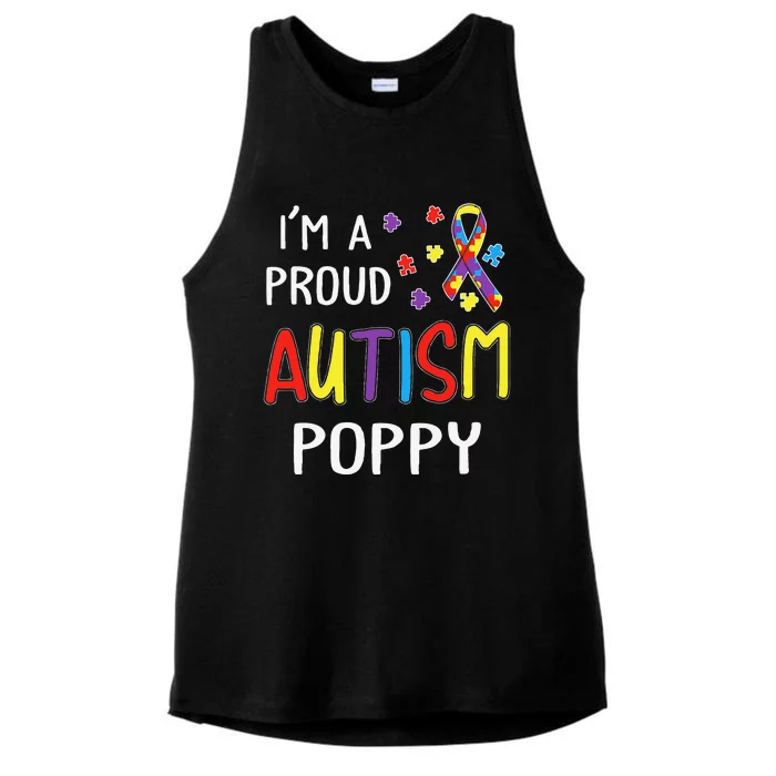 I'm A Proud Autism Poppy Autism Awareness Ladies Tri-Blend Wicking Tank