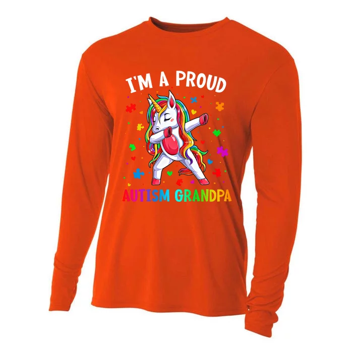 IM A Proud Autism Grandpa Dabbing Unicorn Autism Awareness Gift Cooling Performance Long Sleeve Crew