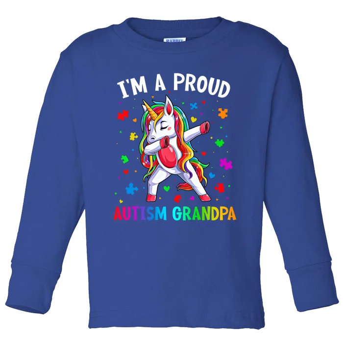 IM A Proud Autism Grandpa Dabbing Unicorn Autism Awareness Gift Toddler Long Sleeve Shirt