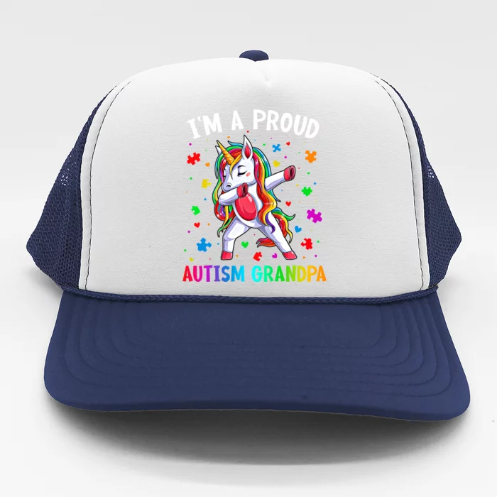 IM A Proud Autism Grandpa Dabbing Unicorn Autism Awareness Gift Trucker Hat