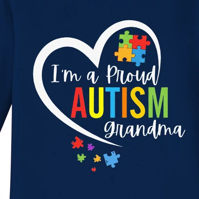 I'm A Proud Grandma Love Heart Autism Awareness Puzzle Baby Long Sleeve Bodysuit