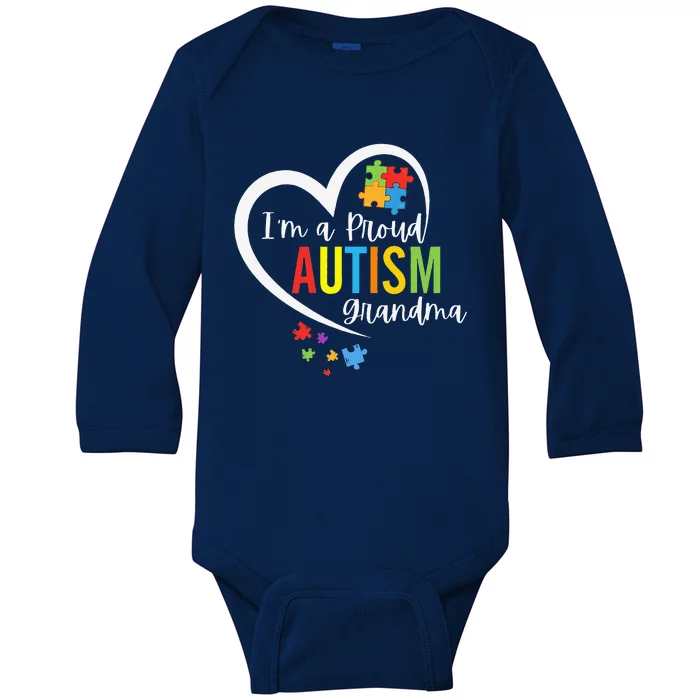 I'm A Proud Grandma Love Heart Autism Awareness Puzzle Baby Long Sleeve Bodysuit