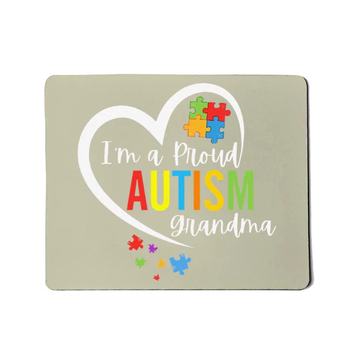 I'm A Proud Grandma Love Heart Autism Awareness Puzzle Mousepad