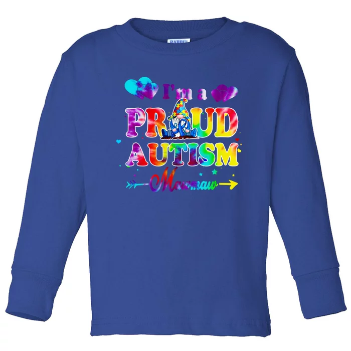 I'm A Proud Autism Mawmaw Tie Dye Gnome Gift Toddler Long Sleeve Shirt