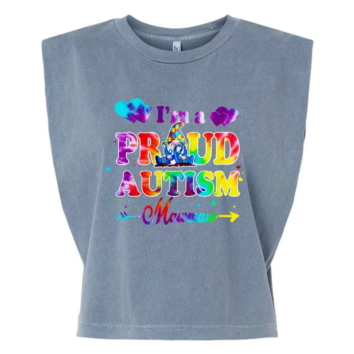 I'm A Proud Autism Mawmaw Tie Dye Gnome Gift Garment-Dyed Women's Muscle Tee