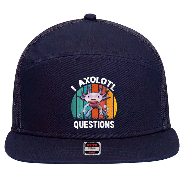 I Axolotl Questions Shirt Youth Kids Retro 90s Funny Axolotl 7 Panel Mesh Trucker Snapback Hat