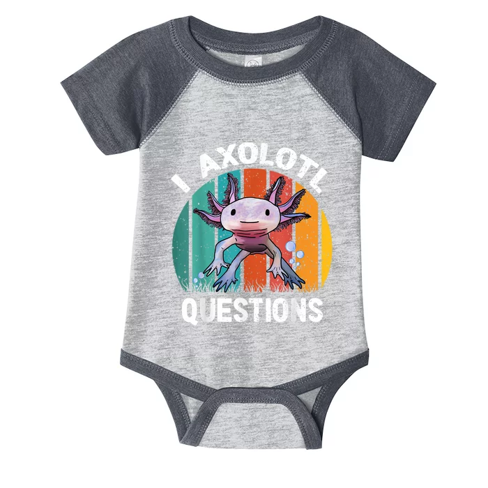 I Axolotl Questions Shirt Youth Kids Retro 90s Funny Axolotl Infant Baby Jersey Bodysuit