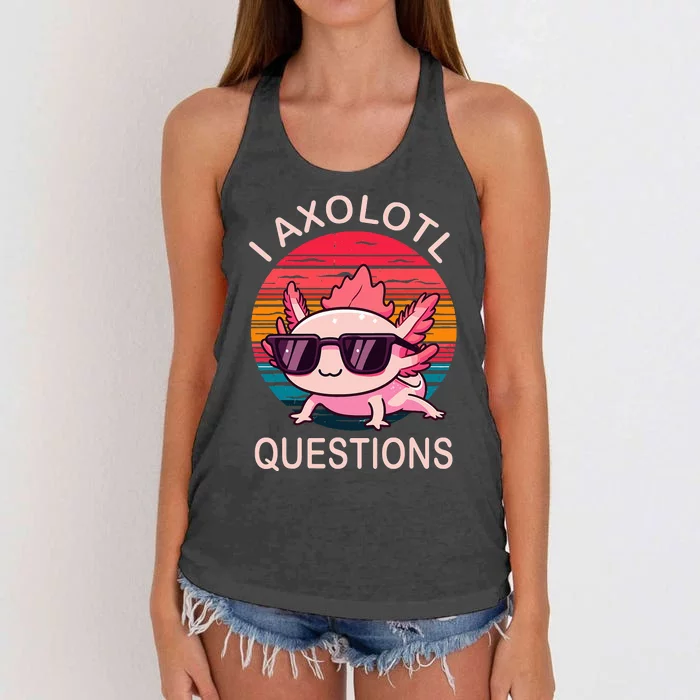 I Axolotl Questions Gifts Axolotl Wearing A Sunglasses Women's Knotted Racerback Tank