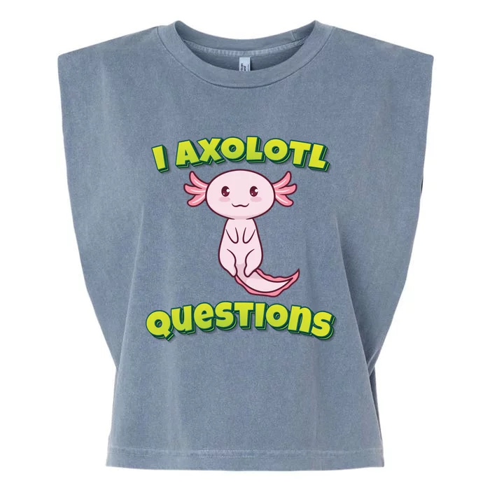 I Axolotl Questions Retro Funny Hipster Axolotl Garment-Dyed Women's Muscle Tee